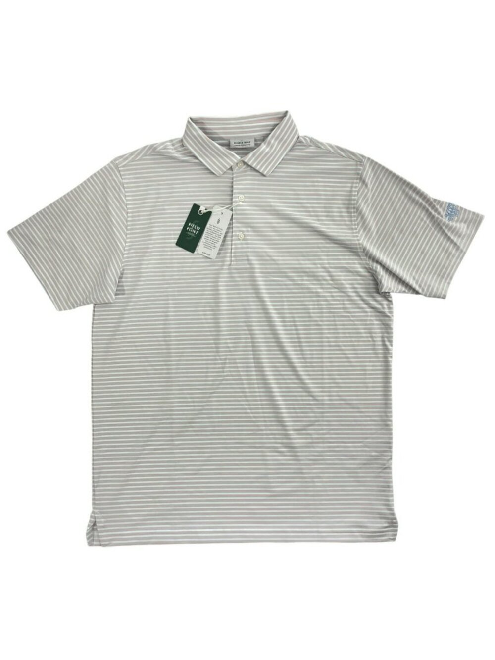Field & Flint Footjoy Flint FF Pink White Blue Stripe Golf Polo Shirt Men's Sz L